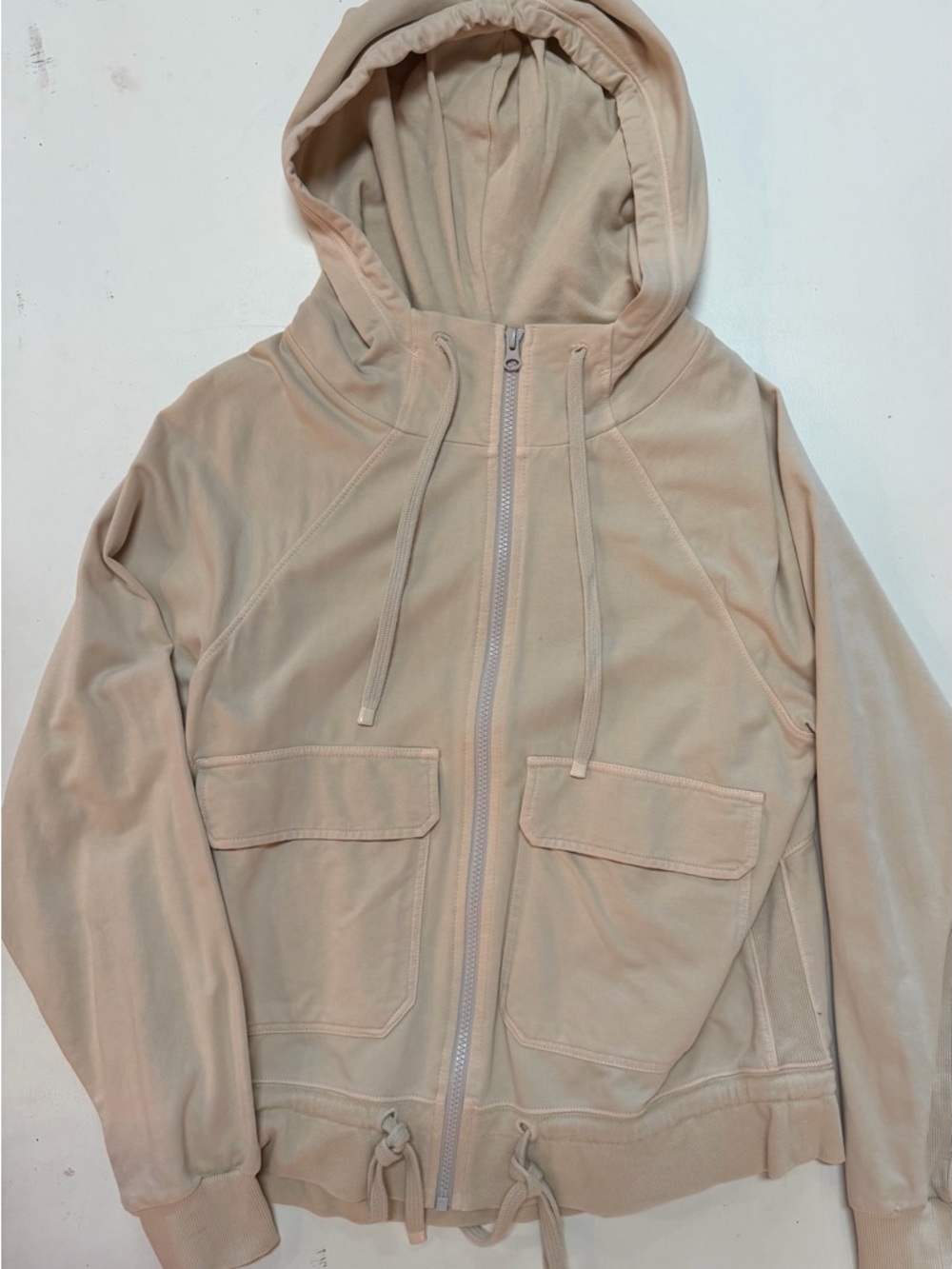 Beige Zella Hooded Zip-Up Jacket